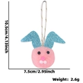 Pendentif lapin de Pâques rose en peluche avec oreilles pailletées bleues et dimensions - Lapin Rose aux Oreilles Bleues