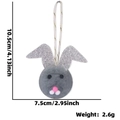 Pendentif lapin de Pâques en peluche grise avec oreilles pailletées argentées - Lapin Gris aux Oreilles Argentées