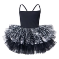 Détail du tutu de ballet noir pour enfant avec imprimé toile d'araignée argentée - 120cm / Toile d'Araignée Argentée