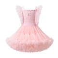Rosa Mädchen Prinzessinnenkleid mit Flügelärmeln, eleganter Perlschleife und Tüllrock - Rosa / 90cm