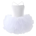 White girls' ballet tutu dress with criss-cross back straps and multi-layer mesh skirt - 90cm / White