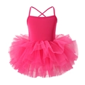 Robe tutu de ballet rose rouge pour filles avec fines bretelles et tulle multicouche - 90cm / Rouge Rose