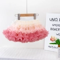 Pink gradient tutu skirt for girls featuring layered mesh and an elastic waistband - XL(125-140cm) / Pink Gradient