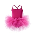 Girls rose pink ballet leotard with crisscross straps and tiered tutu skirt for dancing - 90cm / Rose Purple