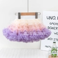 Gonna tutu da bambina arcobaleno con strati di tulle sfumati bianco, rosa chiaro e lavanda - S(80-90cm) / Sfumato Viola