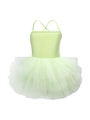 Light green girls ballet tutu dress with cross-back straps and layered mesh skirt - 90cm / Fruit Green