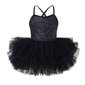 Dettaglio di paillettes luccicanti e gonna in tulle a strati per body da danza - 90 / Nero
