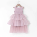 Ärmelloses Mädchen Prinzessinnenkleid in Rosa mit gestuftem Tüllrock für Geburtstage - 100 / Altrosa