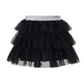 Gonna tutù in tulle nero a strati per bambina con paillettes e elastico in argento - 90cm / Nero