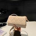 Elegant apricot quilted crossbody bag with decorative knotted strap for casual wear - Khaki
