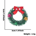 Mini couronne de Noël 5cm avec nœud rouge à pois et cloches colorées pour décoration - M / Style Nœud Cloche / Vert
