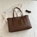 Chic brown leather tote bag for women with adjustable shoulder strap and large capacity - Brown