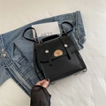 Retro black PU leather multi-way bag with cute brown puppy embroidery and double buckles - With Pendant / Black
