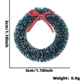 Mini couronne de Noël avec nœud rouge et pointes de neige blanches 3cm 1.18 pouce diamètre - Miniature / Nœud Papillon / Vert Foncé