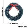 Mini couronne de Noël 4cm avec nœud rouge et effet de givre blanc décoratif - S / Nœud Papillon / Vert Foncé