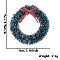 Mini couronne de Noël avec nœud rouge et pointes enneigées blanches, 7cm diamètre 2,9g - Grand / Nœud Papillon / Vert Foncé