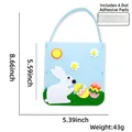 Detailed dimensions of blue felt Easter gift bag with bunny and dimensions shown - White Rabbit Egg Blue
