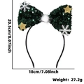 Cerchietto natalizio con grande fiocco di paillettes verdi, fiocchi d'argento e stelle - Stile Paillettes Verdi Fiocco di Neve