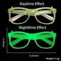 Gafas de conejo de Pascua luminosas con efectos fluorescentes verdes de día y noche - Marco Cuadrado Verde Claro