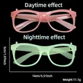 Gafas de conejo rosa translúcidas con efecto luminoso de día y noche para niños - Marco Cuadrado Rosa Claro