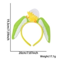 Easter headband with felt rabbit ears and a yellow chick hatching from an egg shell - Eggshell Chick Green Ears