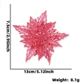 Pink double-layer glitter Christmas poinsettia flower ornament with size specifications - Pink