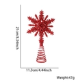 Rote glitzernde Schneeflocken Baumspitze mit Metallfeder für den Weihnachtsbaum - Mehrlagige Rote Schneeflocke Baumspitze