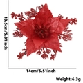 Flor de Navidad artificial roja brillante con dimensiones y acabado de purpurina - Rojo