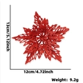 Sparkling red 13cm Christmas star flower with glitter finish for festive tree decoration - Red