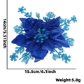 Flor de Navidad artificial azul con purpurina para decorar el árbol 15cm - Azul