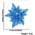 Blue glitter Christmas flower ornament 12cm height with dimensions and weight specs - Sky Blue
