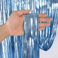 Blauer matter Lametta Vorhang Folienvorhang für Geburtstag und Party Dekorationen - 1*2 Meter / Matt Hellblau
