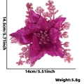 Glittery magenta artificial poinsettia flower for Christmas tree decoration, 15cm size - Rose Red
