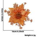 Orange gold sequin poinsettia flower ornament for Christmas tree, 16cm x 13cm size - Orange Red