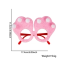Pink plush Easter bunny glasses for party favors with fluffy pom poms and 17cm width - Pink Bunny Paw Style