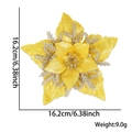 Funkelnde goldene künstliche Weihnachtsstern-Blume für den Tannenbaum, 16,2 cm groß - Gold