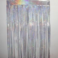 Holografischer Laser-Silber-Fransenvorhang für Hochzeits- und Partydekorationen - Punkt-Laser / Punkt-Laser-Silber