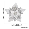 Glitzernde silberne künstliche Weihnachtsstern Blume für Weihnachtsbaum Deko 16,2cm - Silber