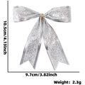 Lazo navideño plateado brillante con nudo de yute y dimensiones para decoración - 10.5x9.7cm / Borde Plateado con Purpurina