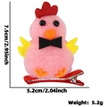 Pink plush Easter chick hair clip with red bow and alligator clip for party decoration - One Size / Pink