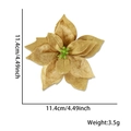 Golden 12cm velvet artificial Christmas flower decoration with green stamen detail - Gold (Flannel)