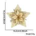 Glitzernde goldene künstliche Weihnachtsblume für Baum und Kranzdekoration - Champagnergold