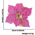 22cm rosafarbene künstliche Weihnachtsblume mit Goldglitzer für den Weihnachtsbaum - Magenta