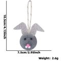 Ciondolo a coniglietto pasquale di peluche grigio con orecchie glitterate e dimensioni - Coniglio Grigio con Orecchie Argentate