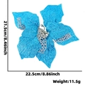 Funkelnde blaue Weihnachtsstern-Dekoration mit Silberglitzer und feinen Netzdetails - Himmelblau