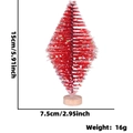 Mini sapin de Noël rouge avec paillettes étoiles et socle en bois, 15cm aiguilles de pin - Rouge