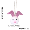 Colgante de conejo de Pascua de felpa blanca con orejas de lentejuelas rosas y medidas - Blanco