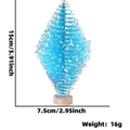 Mini sapin de Noël bleu 15cm avec paillettes étoilées et socle en bois rond - Bleu