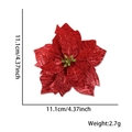 Glittery red poinsettia flower for Christmas tree decoration, 11.1cm velvet design - Red (Bright Cloth)