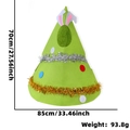 Easter rabbit felt pet cone hat with glitter tinsel and dimensional measurements - One Size / Green Bunny Ears Costume